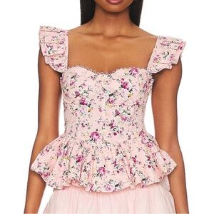 ASTR The Label Baylin Corset Peplum Sleeveless Top Size M